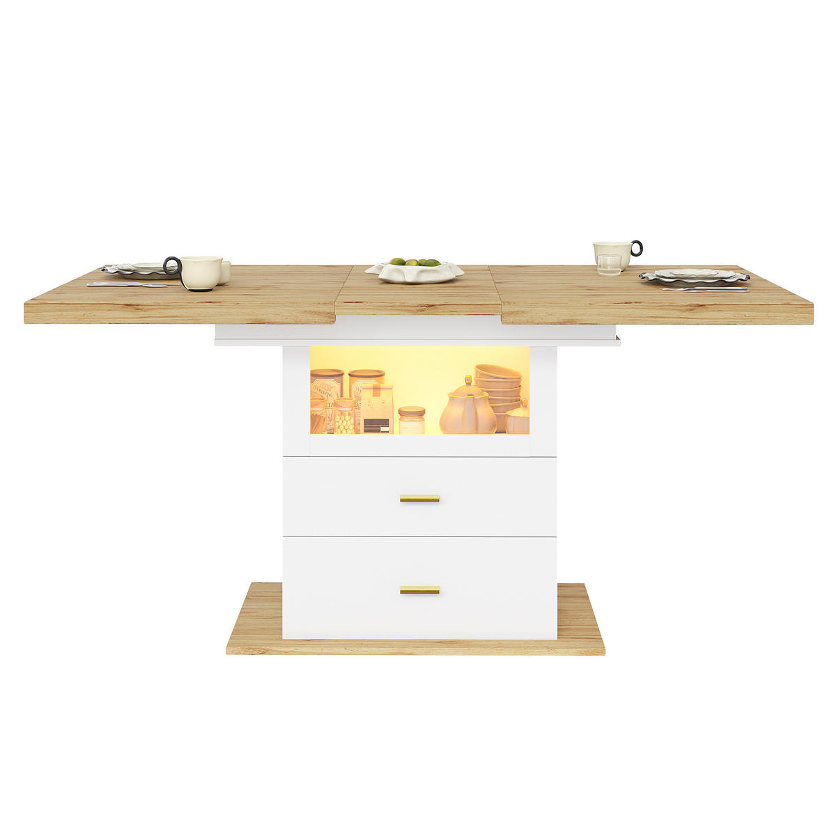 AUSZIEHTISCH Weiß 110-140/80/75 cm - Weiß, Holz (80/110/75cm) - PANGIVO