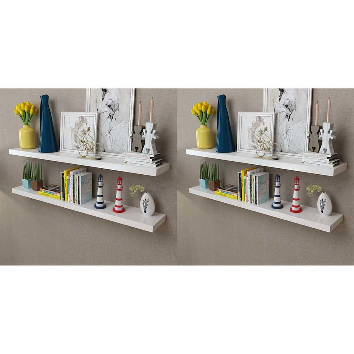 WANDREGALE 4Er Set Weiss 120 Cm - Weiß, Holzwerkstoff (20/3.8/120cm) - vidaXL