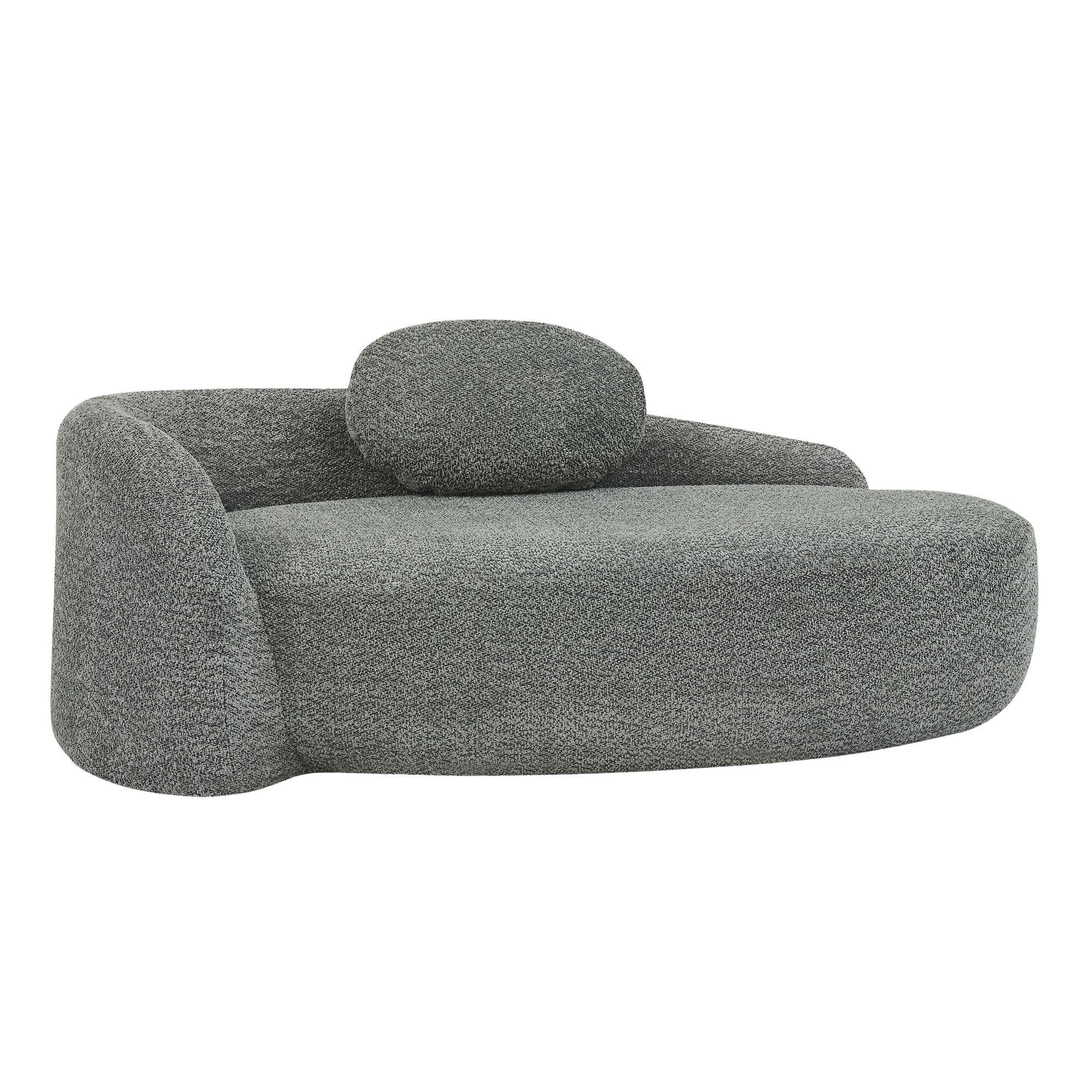 Urban Meuble LENOŠKA teddy fleece tmavě šedá zaoblená s polštáři