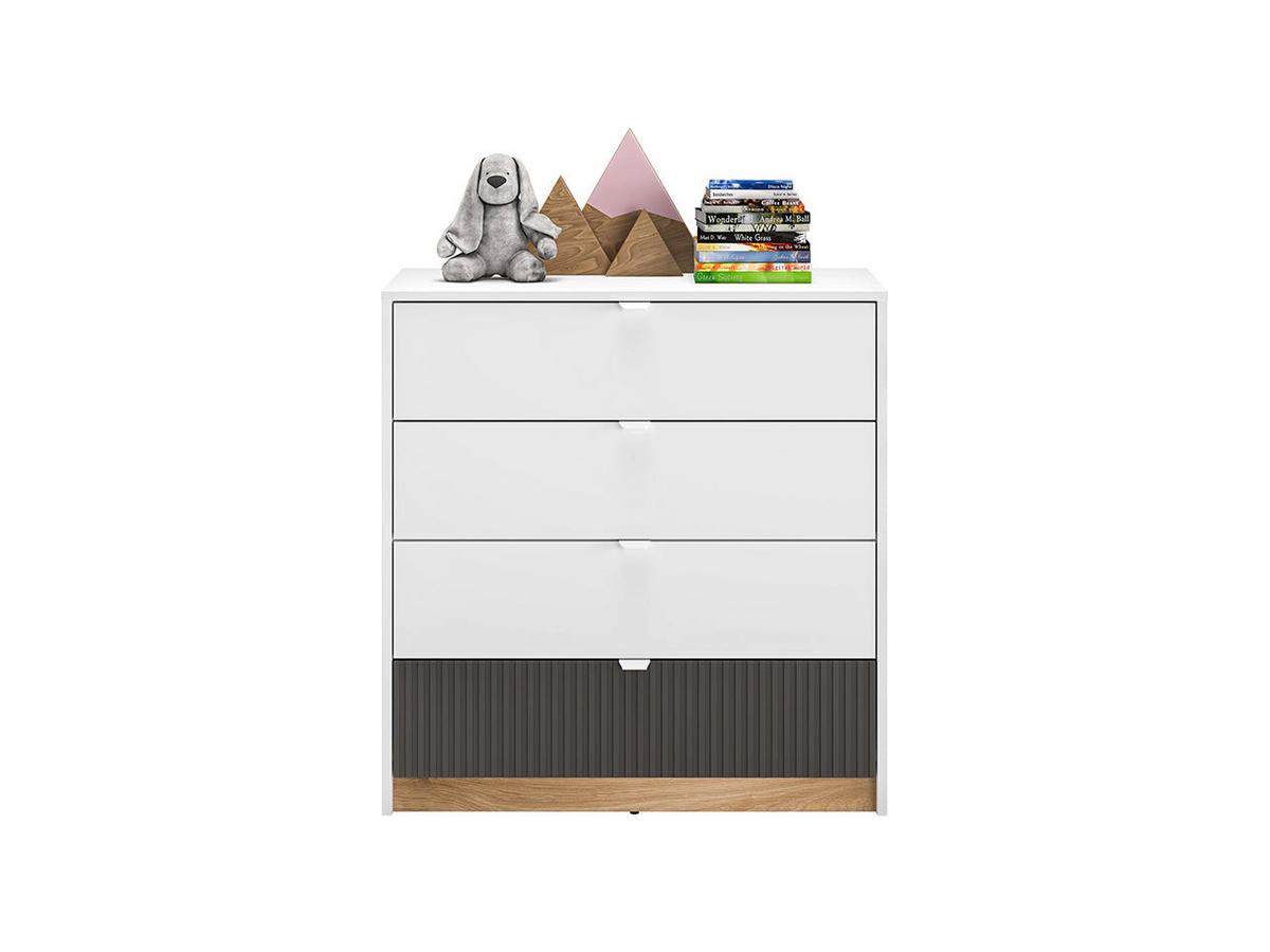 KOMMODE – 82 cm – Torino – Weiß - Weiß, Holzwerkstoff (82/86/40cm) - hi-markt