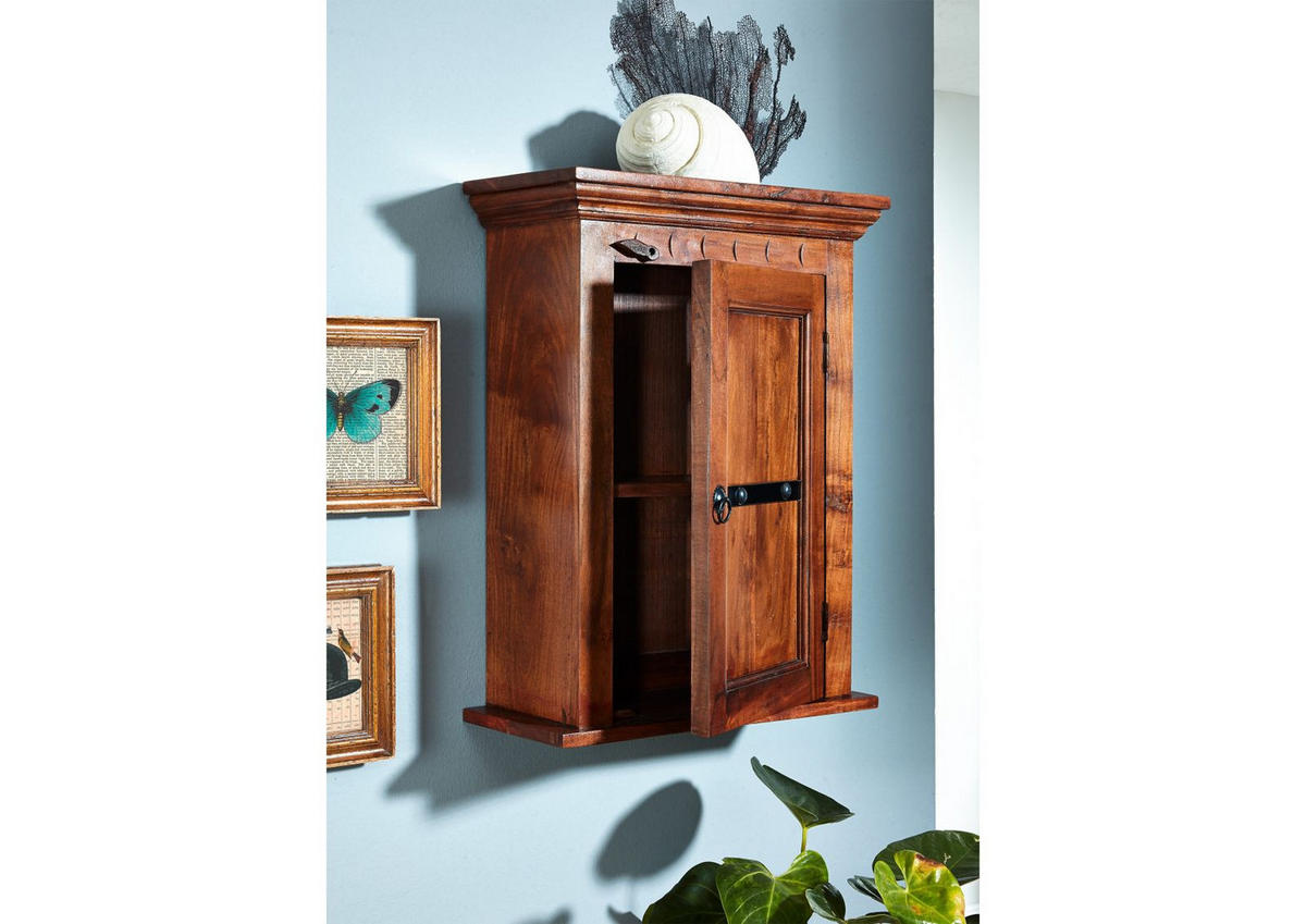 HÄNGESCHRANK Akazie 52x24x69 nougat lackiert OXFORD #1003 - Dunkelbraun, Holz (52/69/24cm) - Massivmoebel24