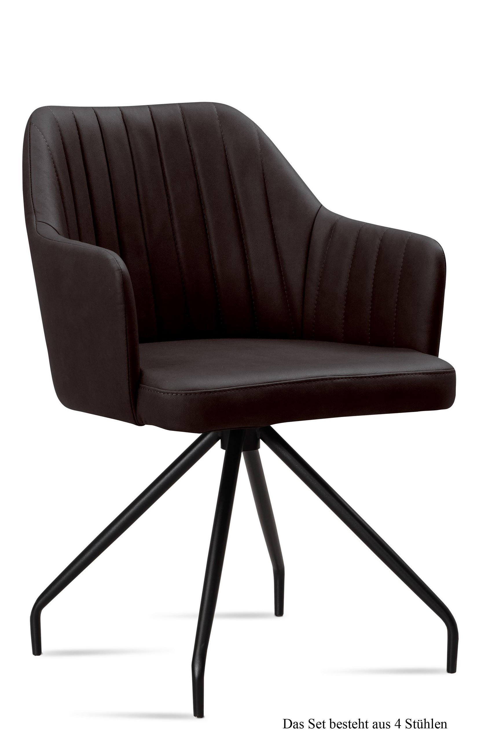 ARMLEHNSTUHL (4er-Set) Dinara 58x81x60 Schwarz/Espresso - Dunkelbraun/Schwarz, Kunststoff (60/81/58cm) - 58aufmkessel