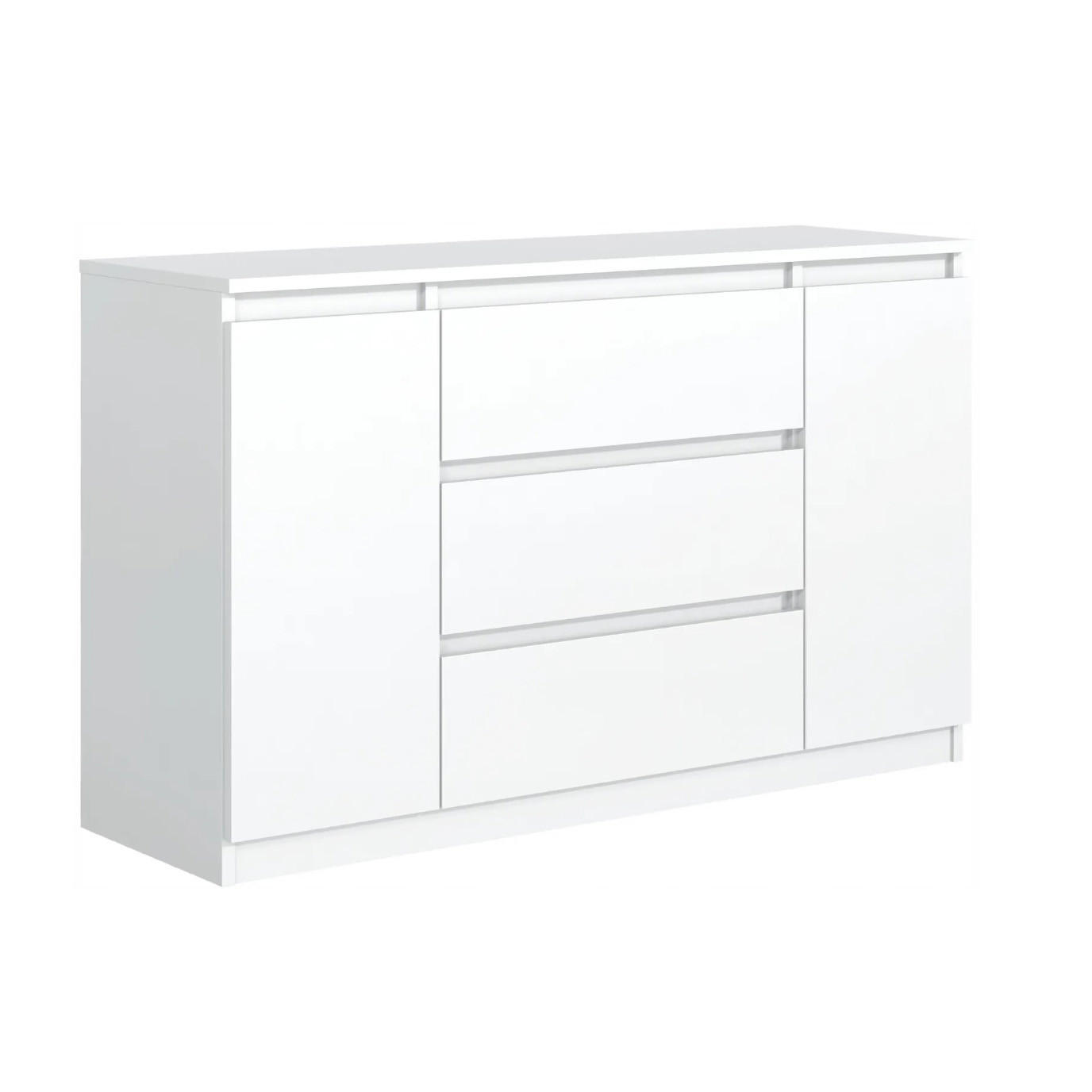 SIDEBOARD LUMINO 140/77/33 cm mit 3 Schubladen 2 Türen Weiß - Weiß, Holzwerkstoff (140/77/33cm) - MASSENO