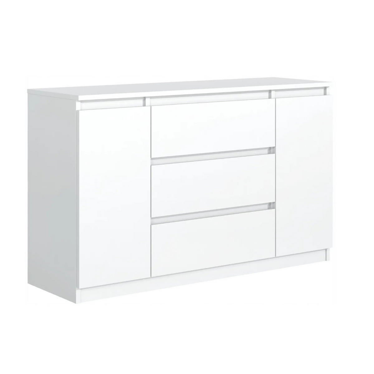 SIDEBOARD LUMINO 140/77/33 cm mit 3 Schubladen 2 Türen Weiß - Weiß, Holzwerkstoff (140/77/33cm) - MASSENO