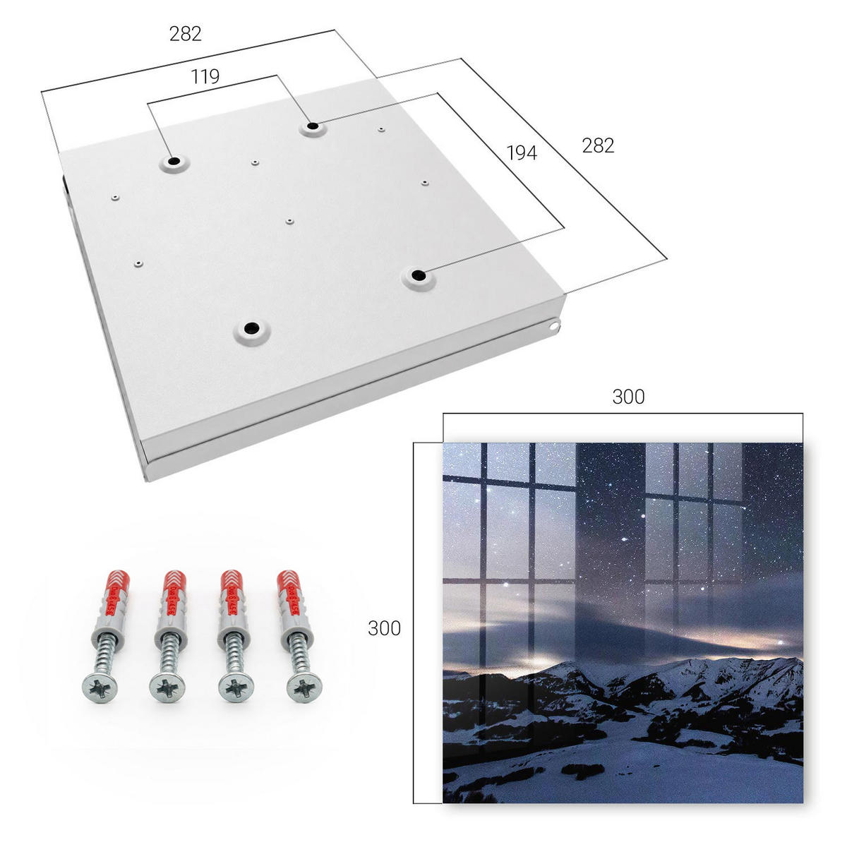 SCHLÜSSELBOX Weiß 30x30 cm – Türöffnung nach rechts - Nachtberge - Blau, Metall (30/30/5cm) - TULUP