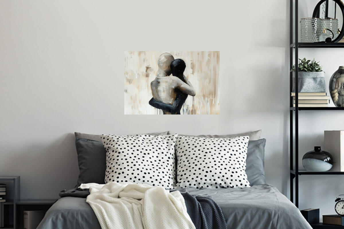 WANDTATTOO Abstrakt - Liebe - Schwarz und weiß - Modern 60x40 cm - Schwarz, Kunststoff (60/40/0.1cm) - MuchoWow