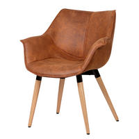 ARMLEHNENSTUHL - Microfaser / Eiche massiv - Cognac, Textil (70/81/64cm) - home24