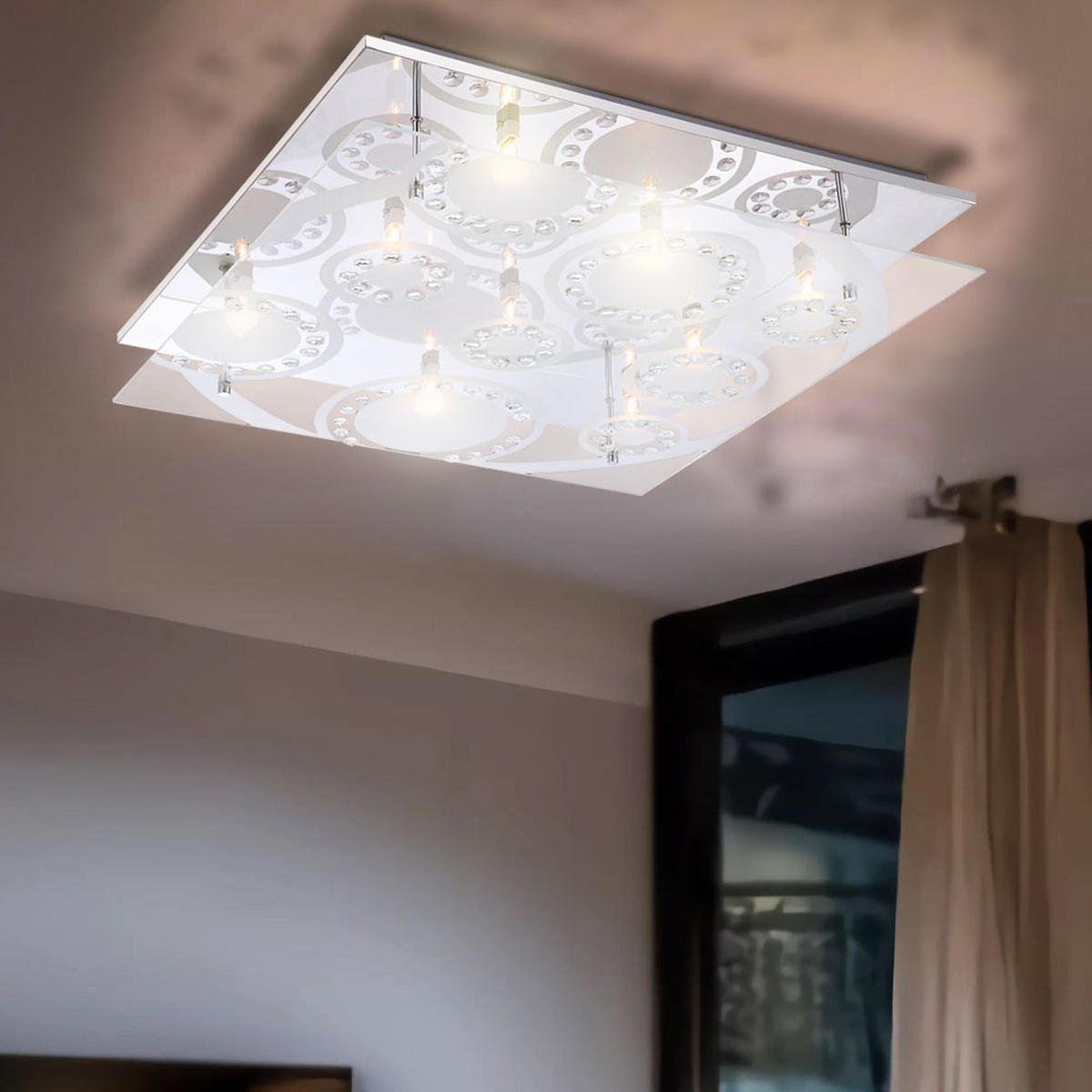 LED DECKENLEUCHTE Dianne Silber Chrom - Silberfarben, Glas (50/50/9cm) - Globo Lighting