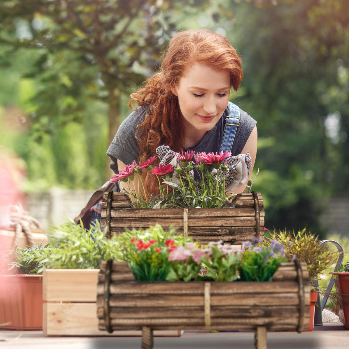 2XBLUMENKASTEN - Braun, Holz/Kunststoff (40/18/14cm) - Relaxdays