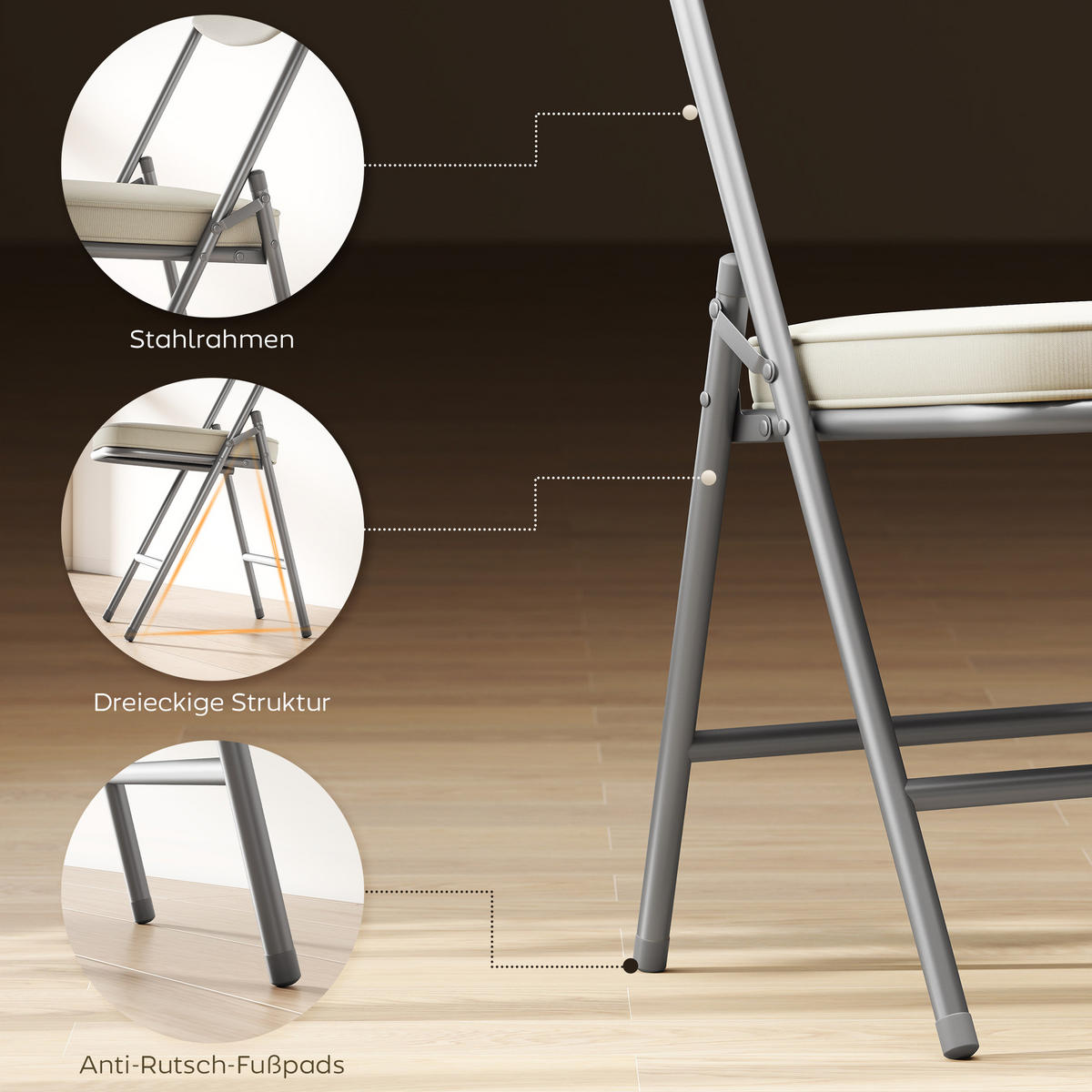 KLAPPSESSEL Weiß 4 Stück - Weiß, Naturmaterialien (45/82/48.5cm) - GiPP