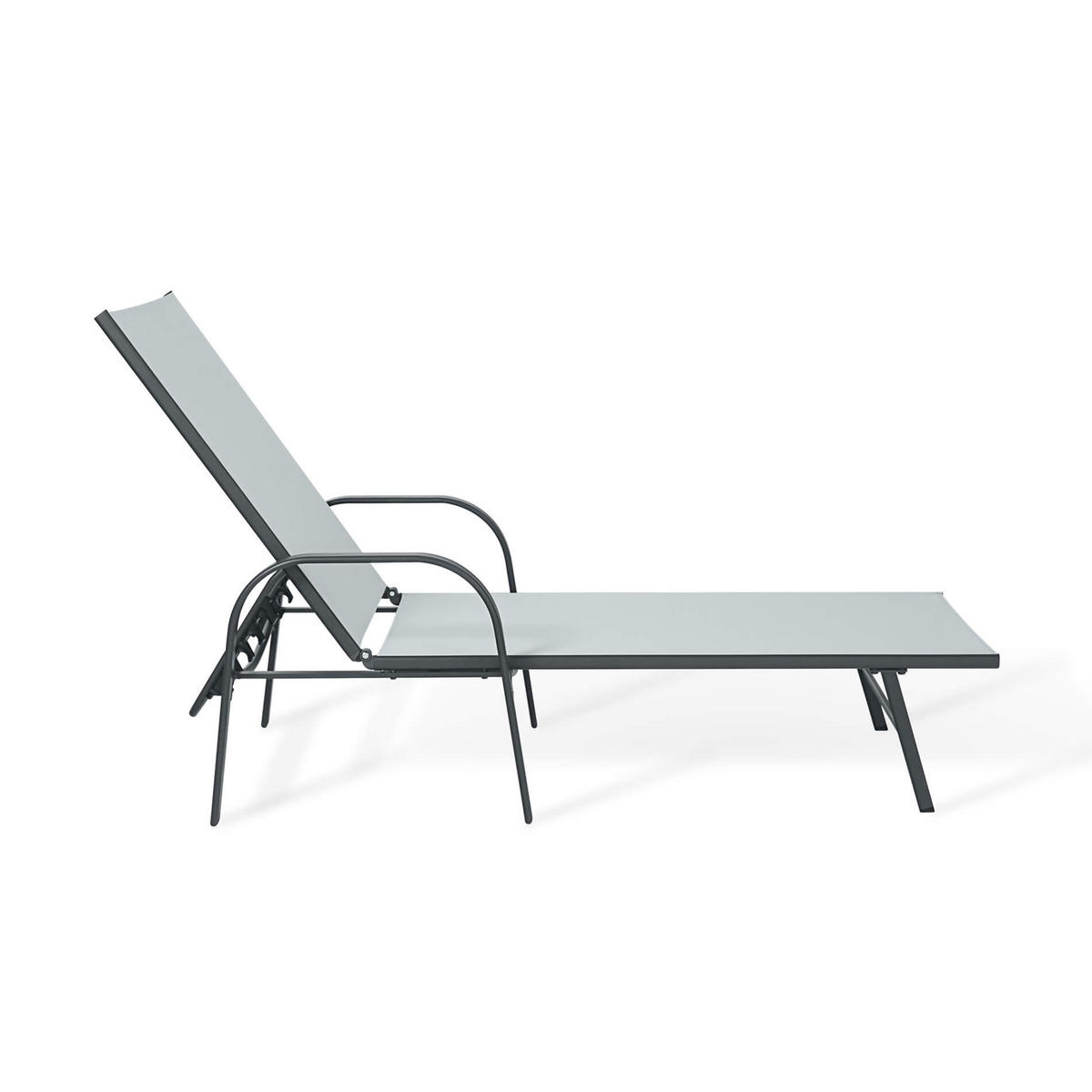 SONNENLIEGE Hellgrau 195/95/69 cm - Hellgrau, Metall (195/94/69cm) - Mobili Rebecca