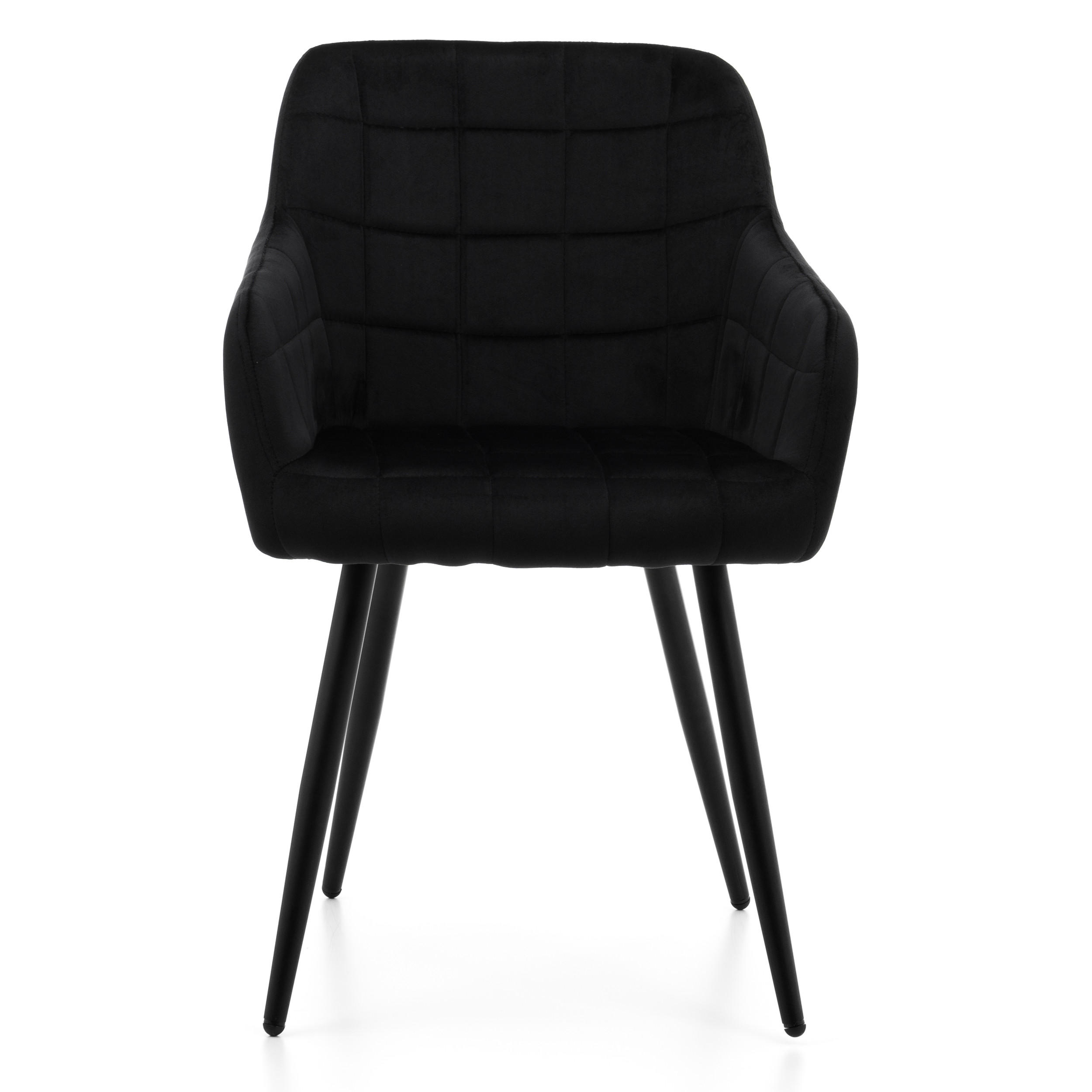 STUHL ORTE gepolstert mit Steppung - schwarz - Samt Velours - Schwarz, Textil/Metall (56/85/62cm) - NEW HOME