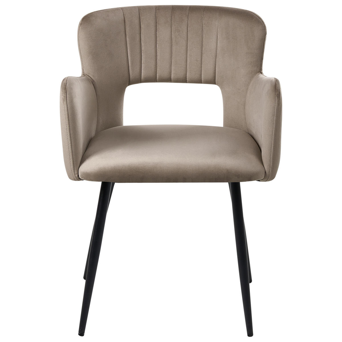 ESSZIMMERSTUHL 2er-Set Samtstoff Taupe Sanilac - Taupe, Textil (54/76/50cm) - Beliani
