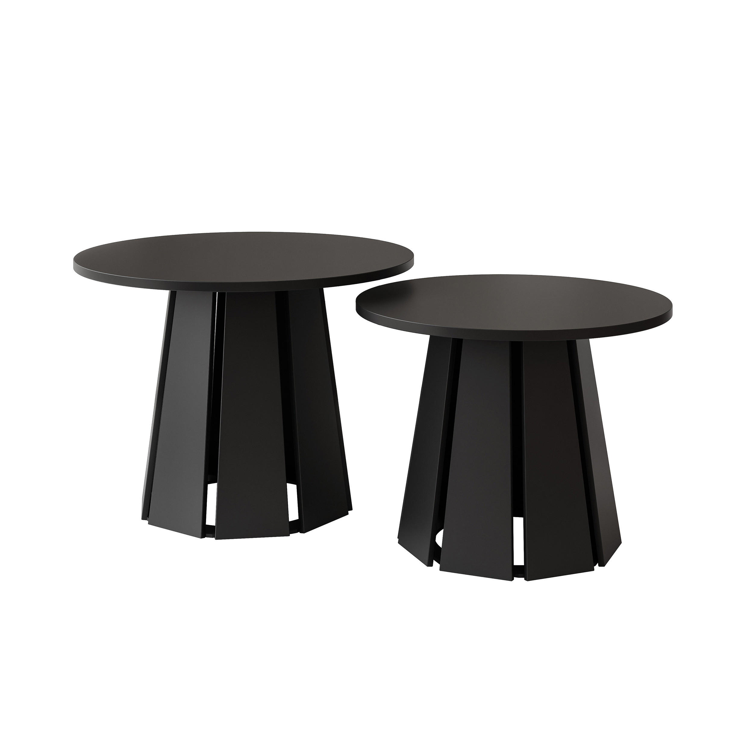 COUCHTISCH-SET VERDA, 2-teilig, Farbe Schwarz, Ø 57/67 cm - Schwarz, Holz (67/67/57cm) - Idohome
