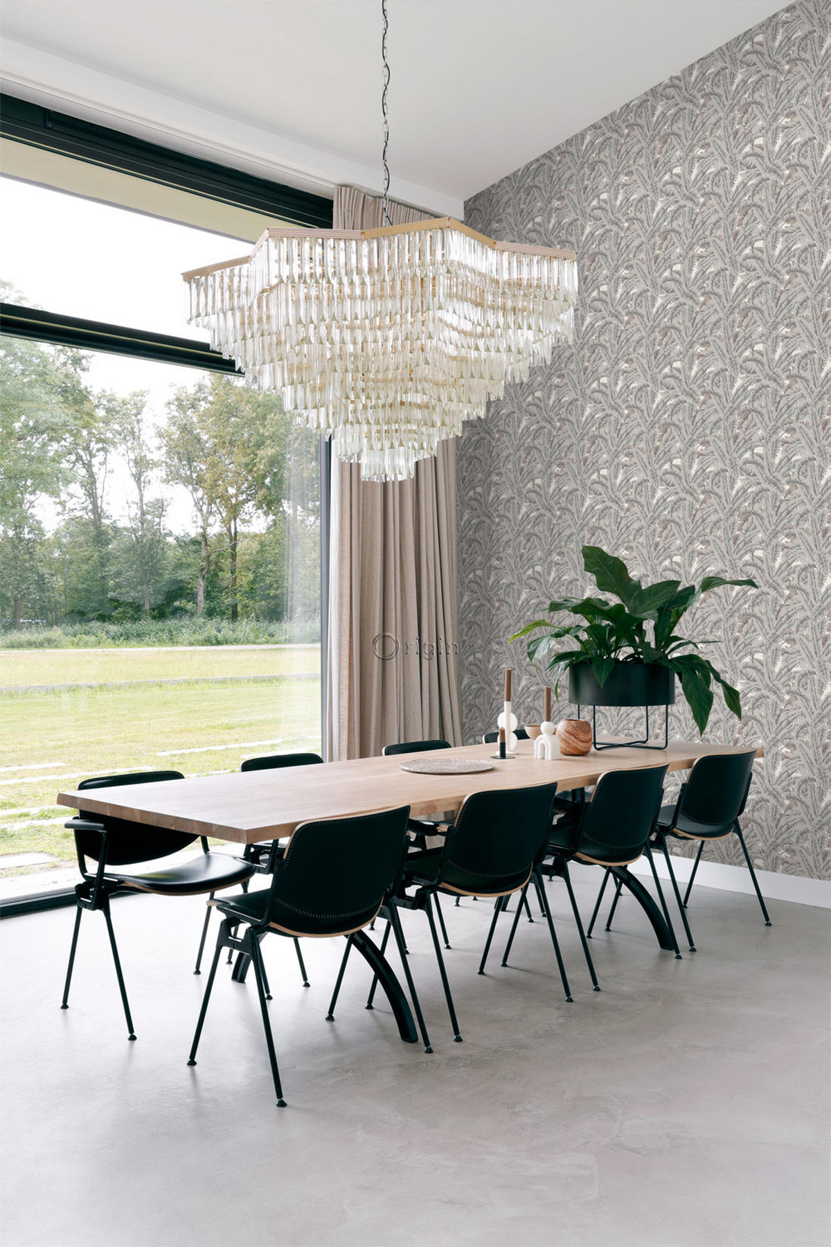 TAPETE Palmblätter 53 cm x 10.05 m - Grau, Papier (53/1000cm) - Origin Wallcoverings