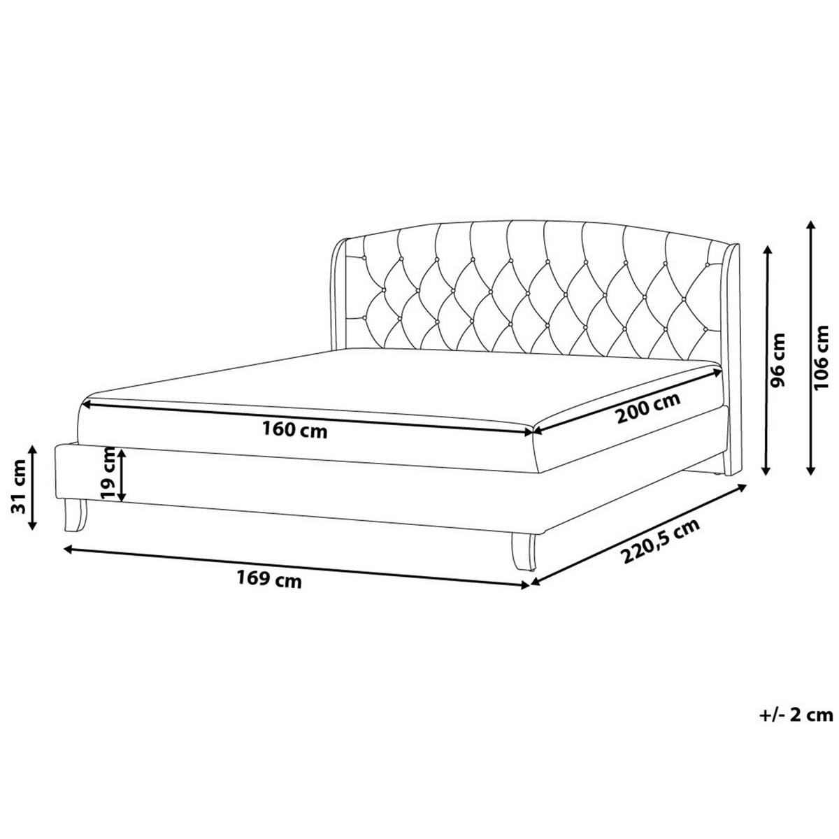 POLSTERBETT 160/200cm Hellgrau Bordeaux - Hellgrau, Textil (160/200cm) - Beliani