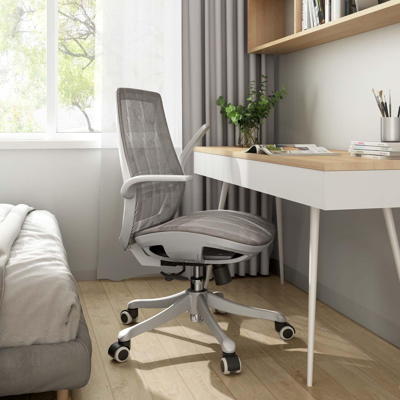 BÜROSTUHL Grau - Grau, Textil (66/102/46cm) - SIHOO