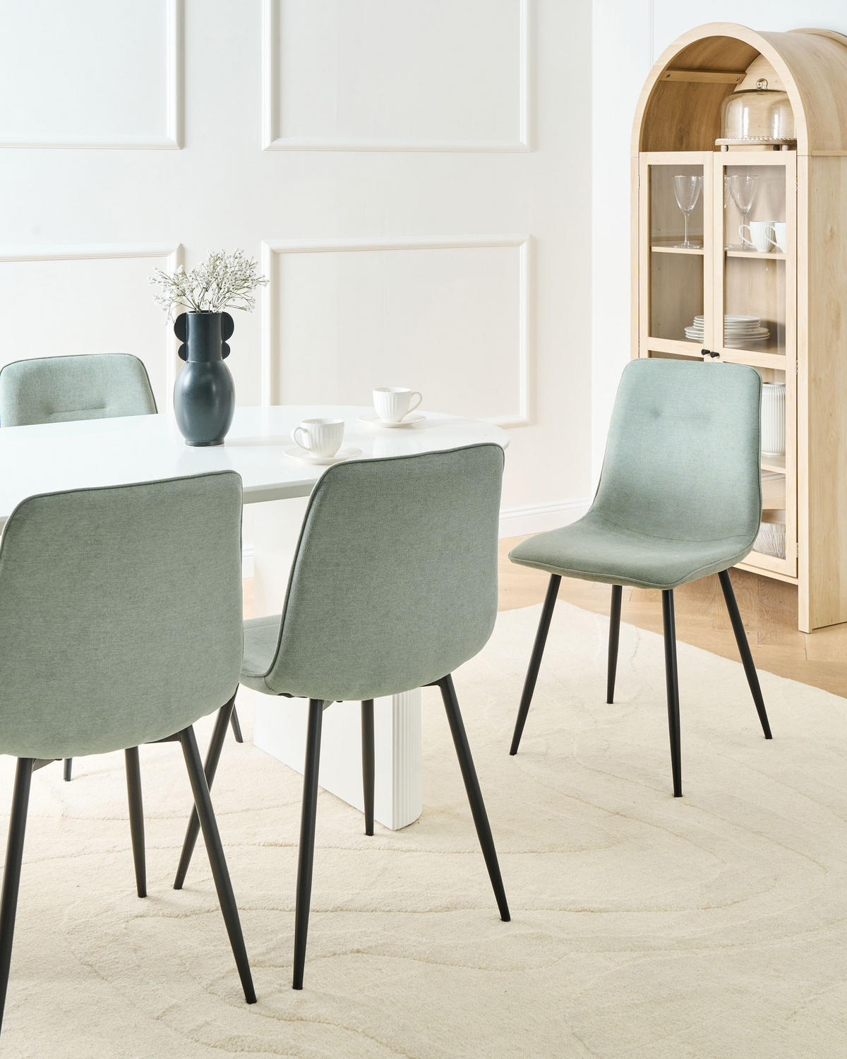 ESSZIMMERSTUHL 4er-Set Hellgrün Tuscola - Schwarz/Hellgrün, Textil (46/88/58cm) - Beliani