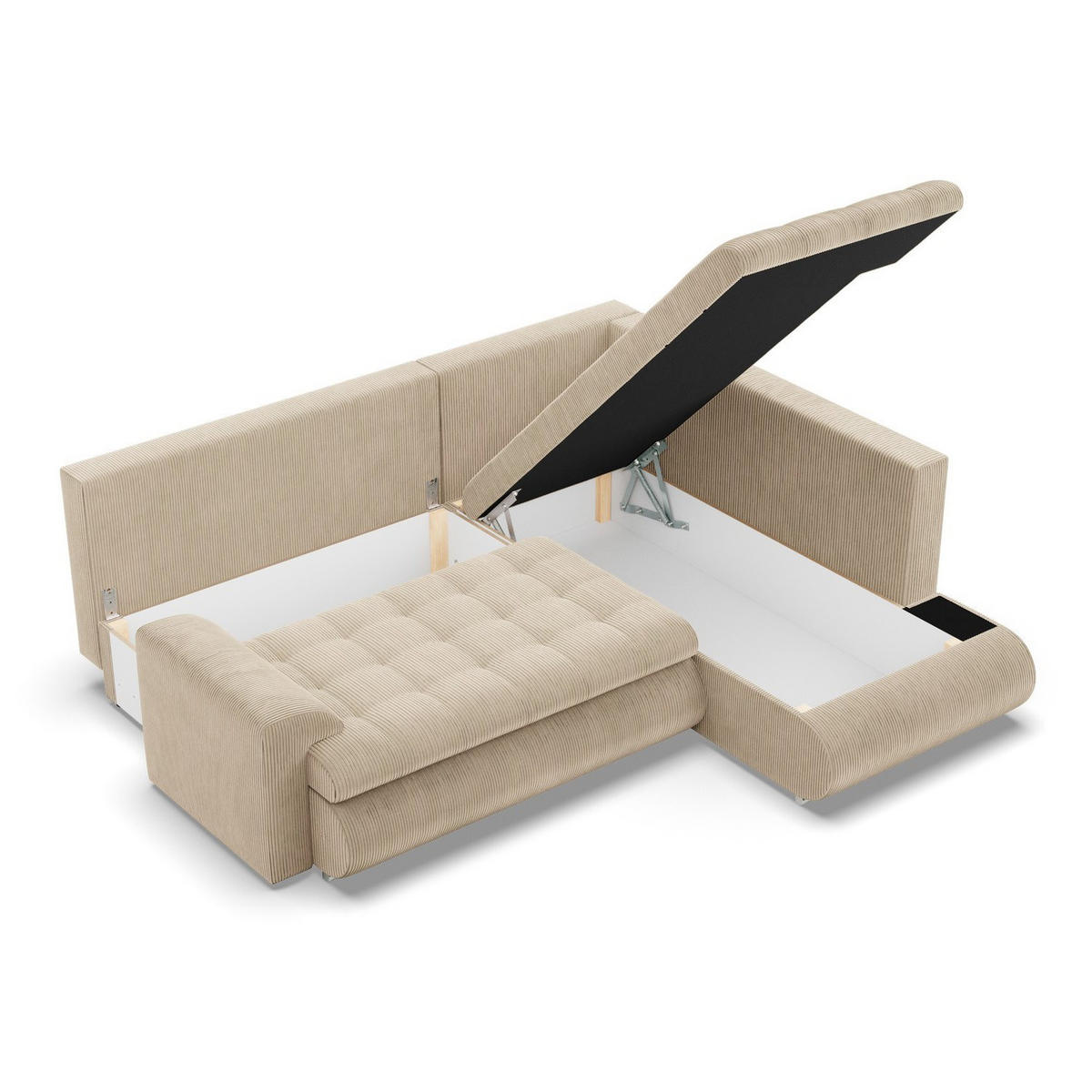 ECKSOFA RECHTS MIT SCHLAFFUNKTION FORESTA, Cord - Beige - Beige, Textil (230/200cm) - Mebligo