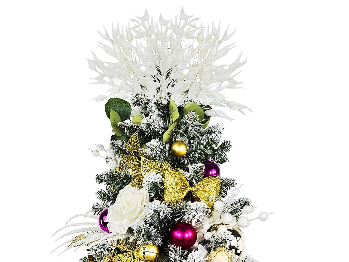 LAALU WEIHNACHTSBAUM geschmückt künstlich PINK DECORATION 60 cm mit LED-Beleuchtung IN FLOWER - Goldfarben/Weiß, Kunststoff (60cm) - LAALU