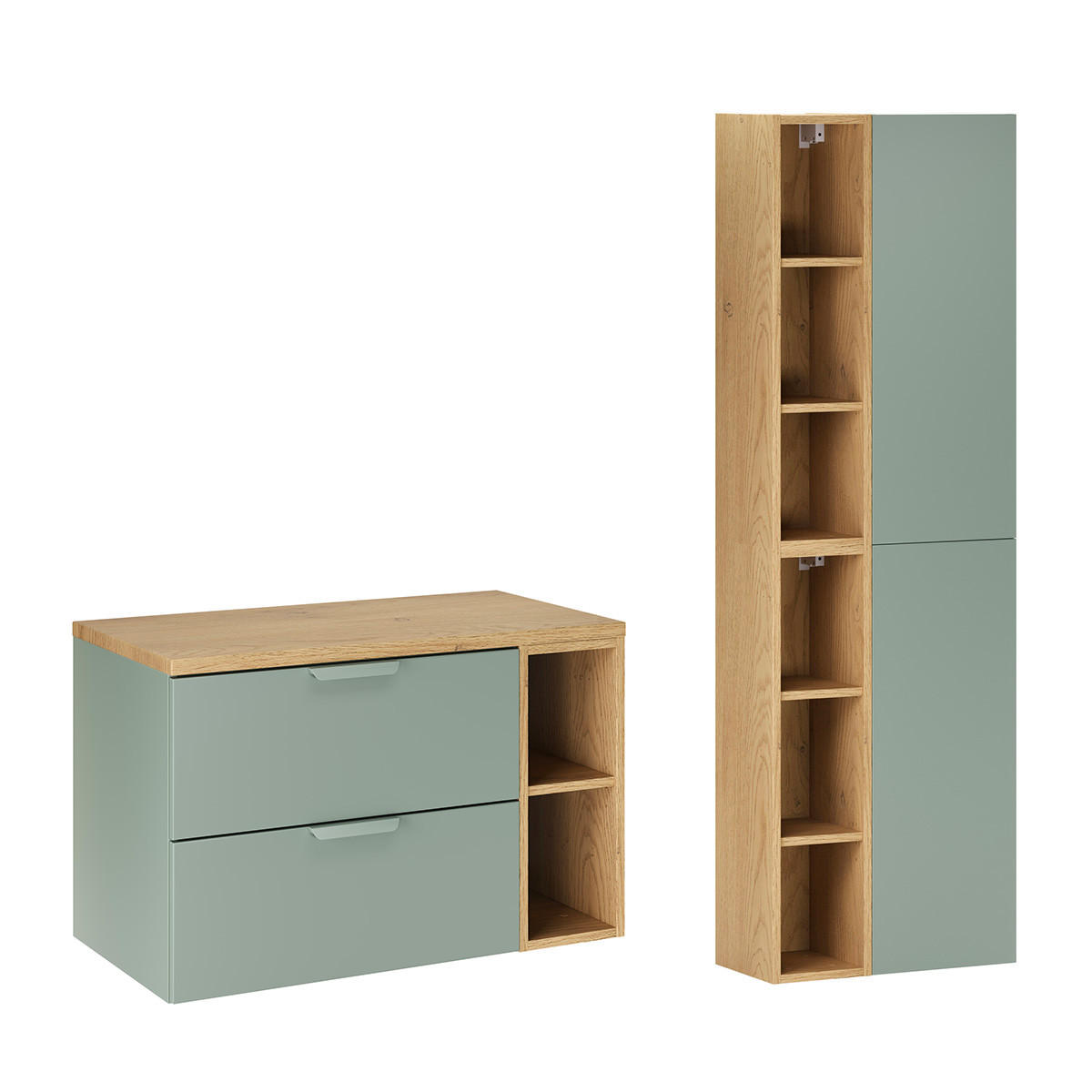 WASCHTISCHUNTERSCHRANK 80.6cm Oria 2er-Set Grün - Grün, Holzwerkstoff (80.6/50/46.5cm) - Petits-meubles