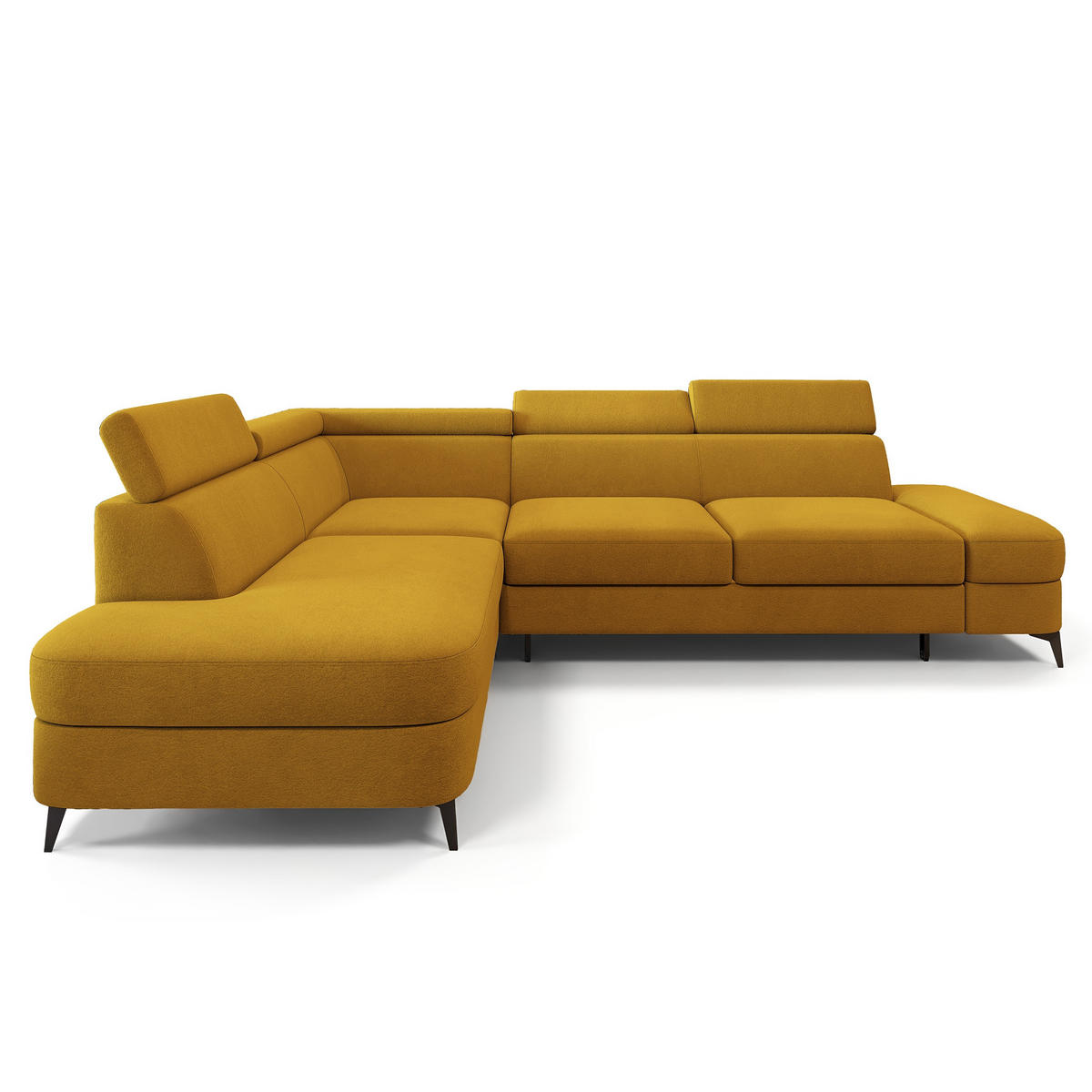 ECKSOFA AVISE MV L-S Gelb Velours-Stoff mit Schlaffunktion - Gelb, Holzwerkstoff/Textil (268/195cm) - MASSENO