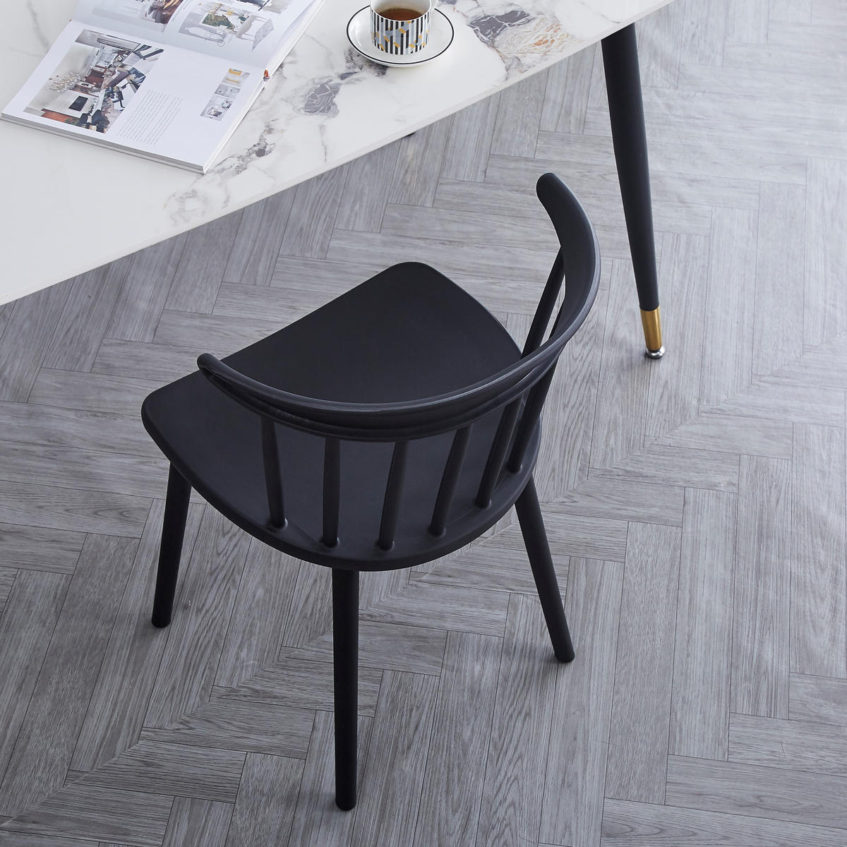 STUHL 4er-Set Polypropylen Schwarz - Schwarz, Kunststoff (46.5/75/41.5cm) - Nordlys
