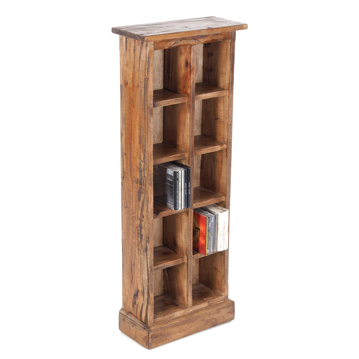 CD & BÜCHERREGAL NATURE Recyclingholz braun - Braun, Holz (36/94/17cm) - DESIGN DELIGHTS