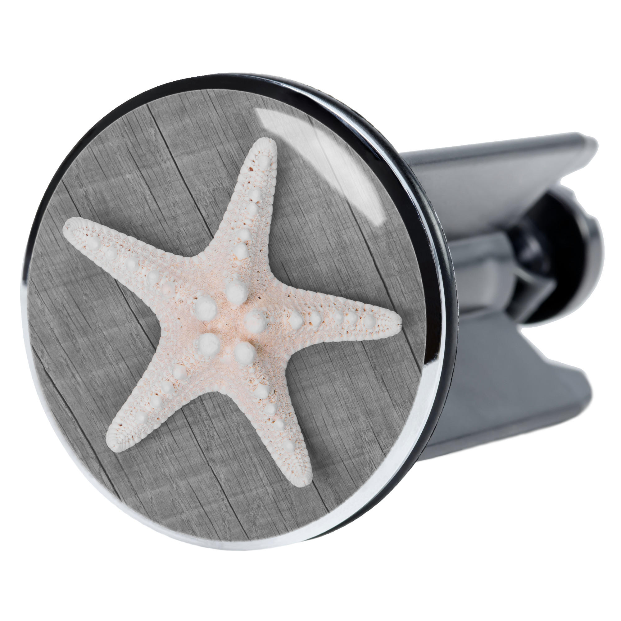 WASCHBECKENSTÖPSEL Seestern - Grau, Kunststoff/Metall (4/7/7cm) - Sanilo