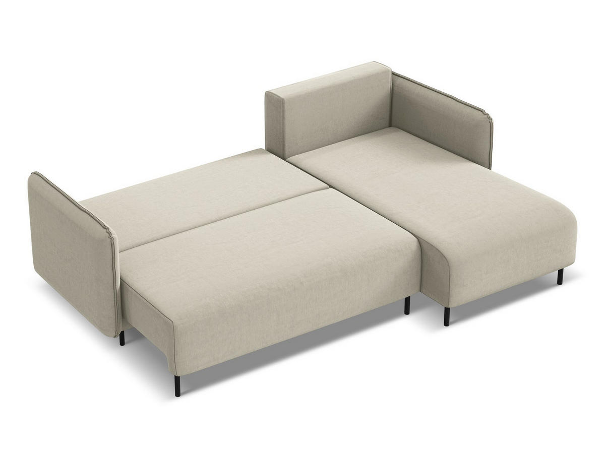 WOHNLANDSCHAFT Samt Stoff Creme - Perlmutt/Creme, Kunststoff/Textil (340/82/149cm) - Makamii