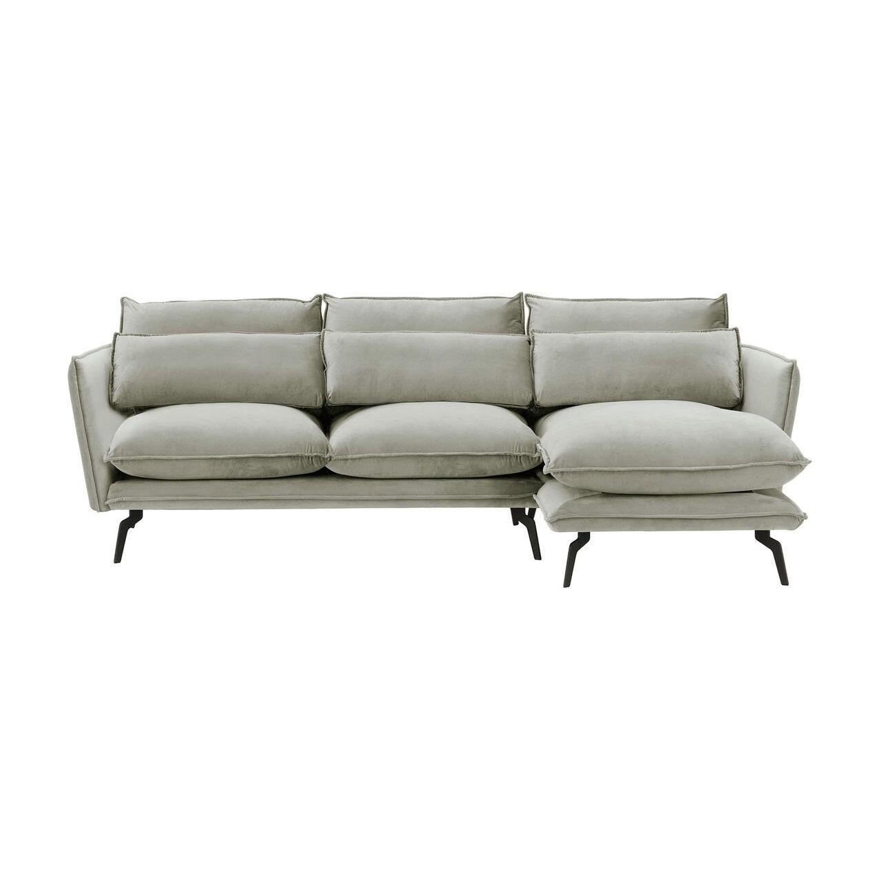 ECKSOFA Layla Rechts-Velluto 15 - Hellgrau, Holz/Textil (278/160cm)