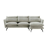 ECKSOFA Layla Rechts-Velluto 15 - Hellgrau, Holz/Textil (278/160cm)