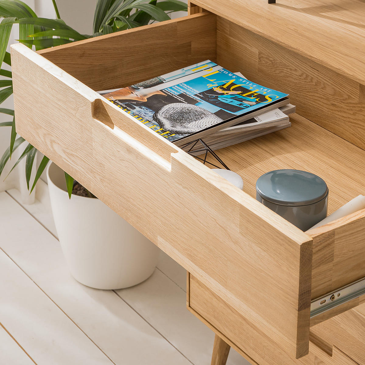 KOMMODE - Eiche massiv - Eiche - Eichefarben, Eichenholz/Holz (80/90/40cm) - home24