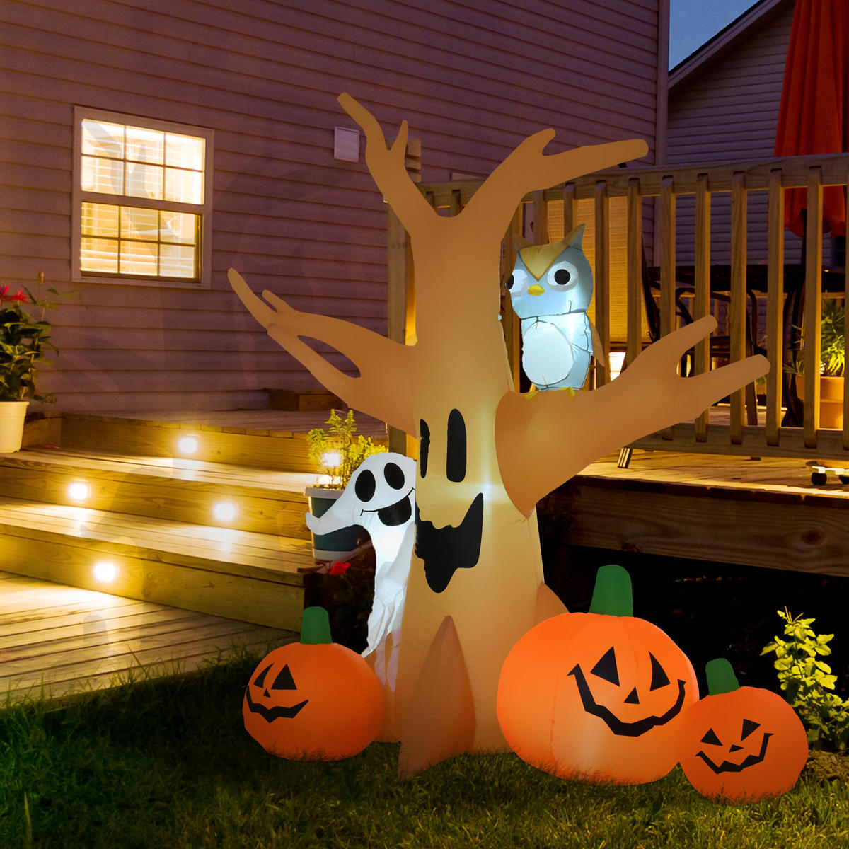 HALLOWEENSKÝ NAFUKOVACÍ STROM, vícebarevný, polyester - různobarevná, plast (100/240/190cm) - HOMCOM