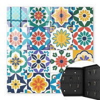 SCHLÜSSELBOX Schwarz 30x30 cm- Türöffnung nach rechts - Blumenmuster - Blau, Metall (30/30/5cm) - TULUP