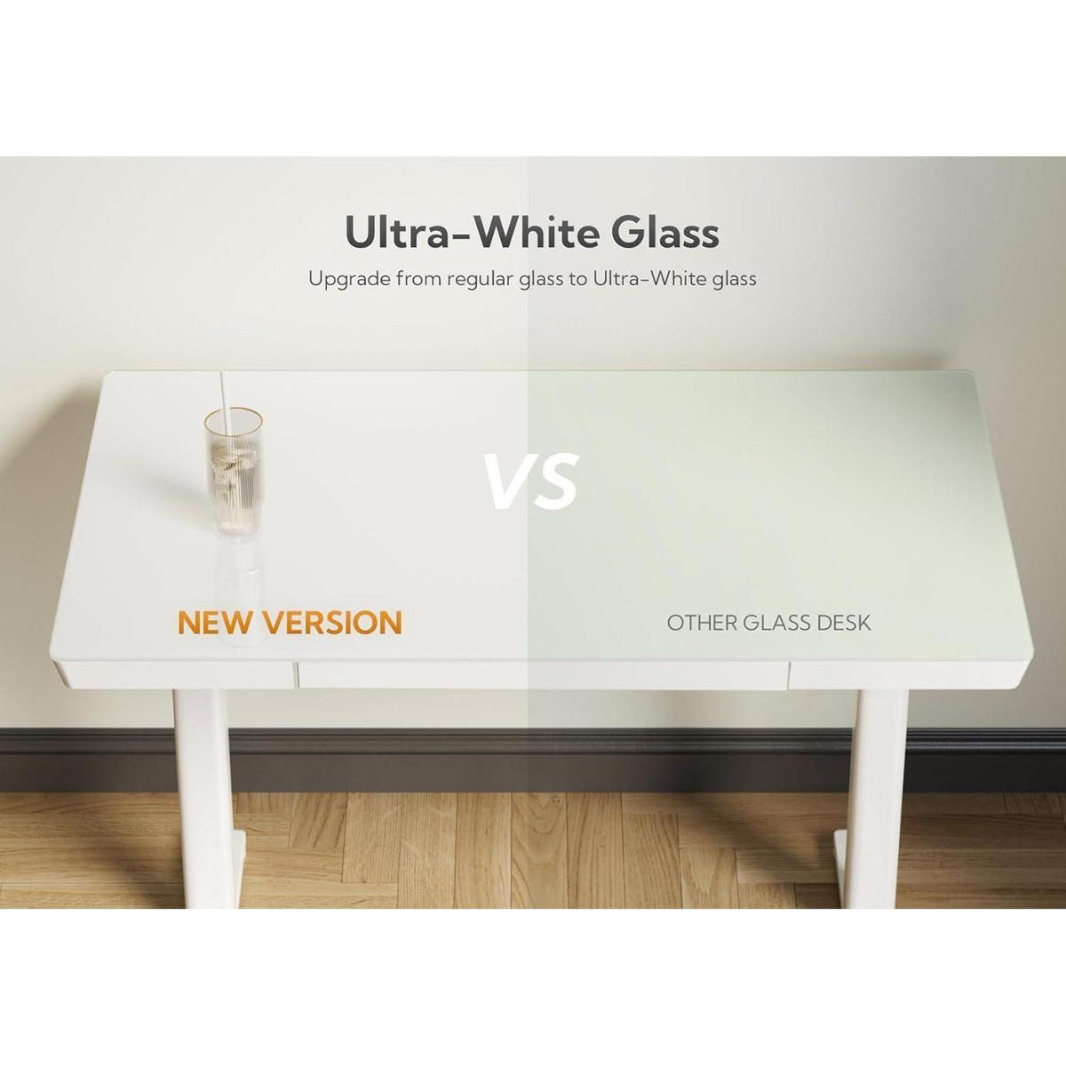SCHREIBTISCH Höhenverstellbar Elektrisch Glas Weiß 120 x 60 cm - Weiß, Glas (60/140/75cm)