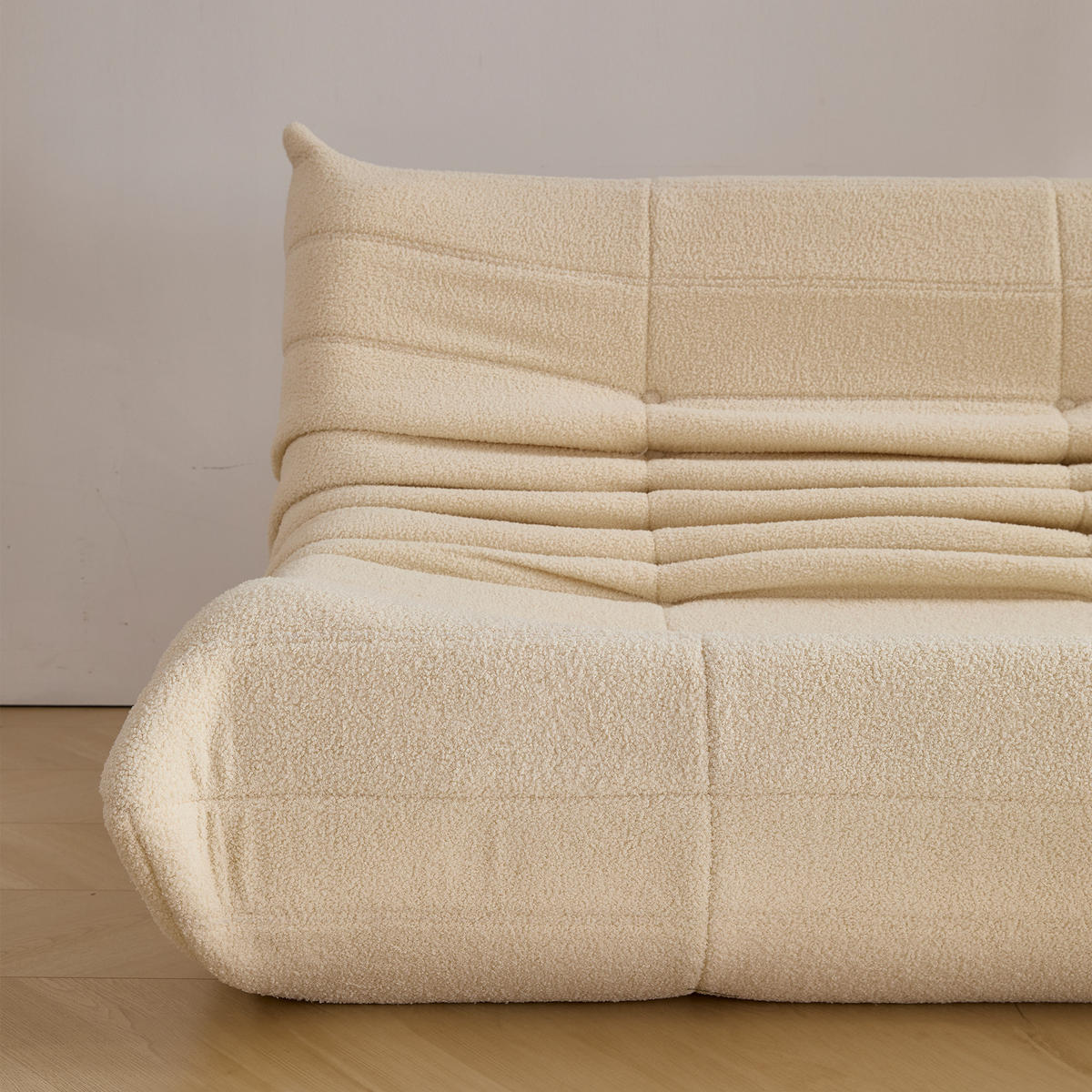 SOFA Lounge-Sofa 149/114/82 cm Beige mit Teddy-Velours - Beige, Textil (149/82/114cm) - MIVRAY