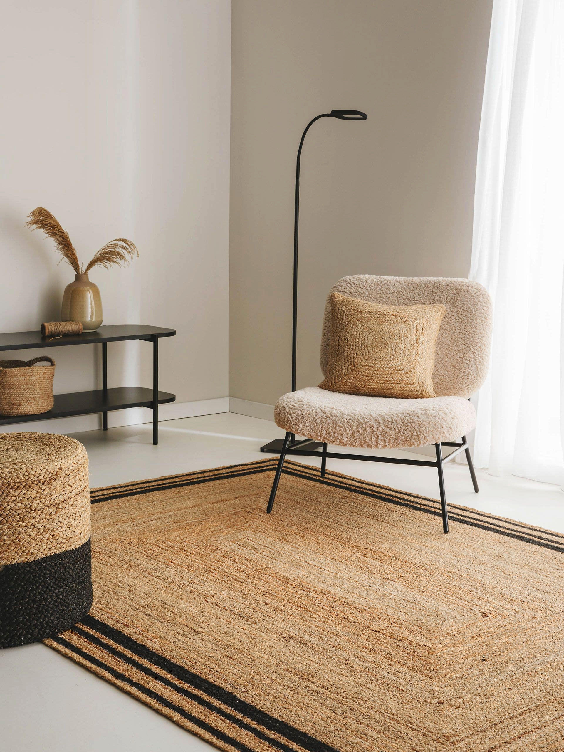 JUTETEPPICH Jutta Schwarz 120x170 cm - Schwarz, Textil (120/170cm) - benuta Pure