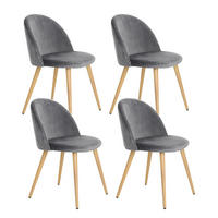 STUHL-SET 4 Stück in Samt grau - Eichefarben/Grau, Holzwerkstoff/Textil (55/78/47cm) - Urban Meuble