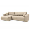 ECKSOFA mit Schlaffunktion - 272 cm - Creme/Schwarz, Kunststoff/Textil (272/145cm) - home24