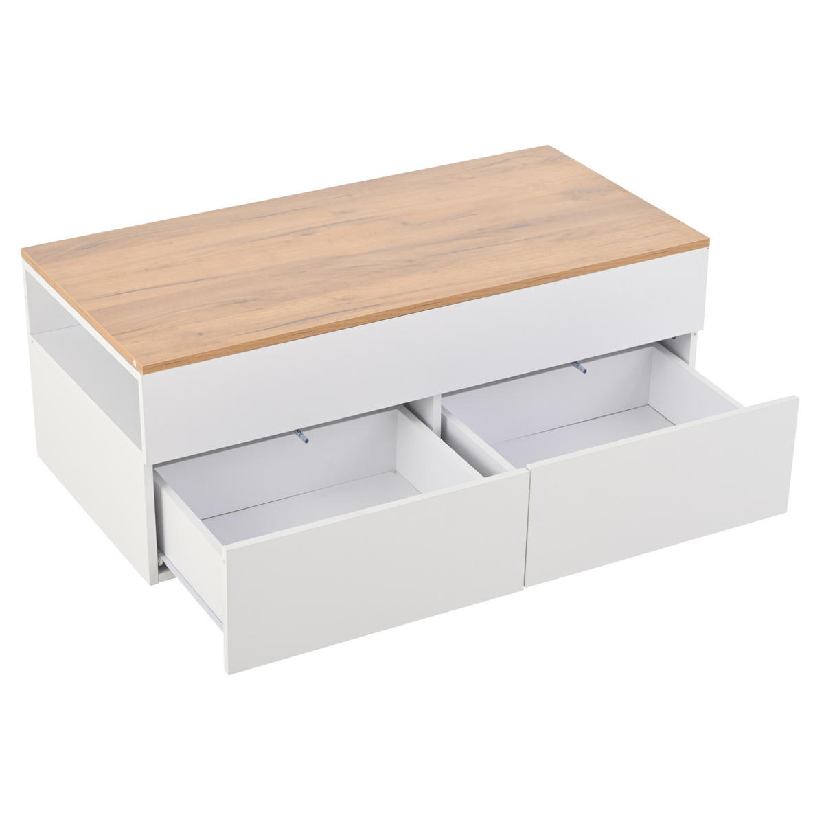 COUCHTISCH 100/50/40 cm weiß aus Spanplatte mit Höhenverstellung und Stauraum - Weiß, Holzwerkstoff (100/50/40cm) - OKMYHOME