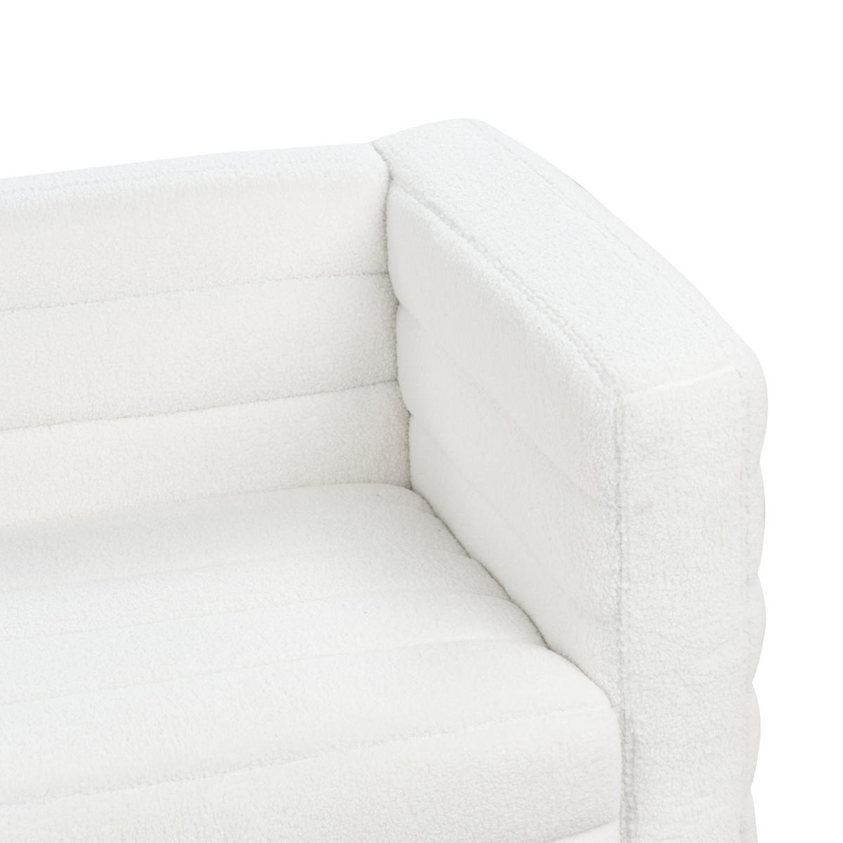 3-SITZER-SOFA Bouclé cremeweiß Hofn - Schwarz/Weiß, Textil (214/72/79cm) - Beliani