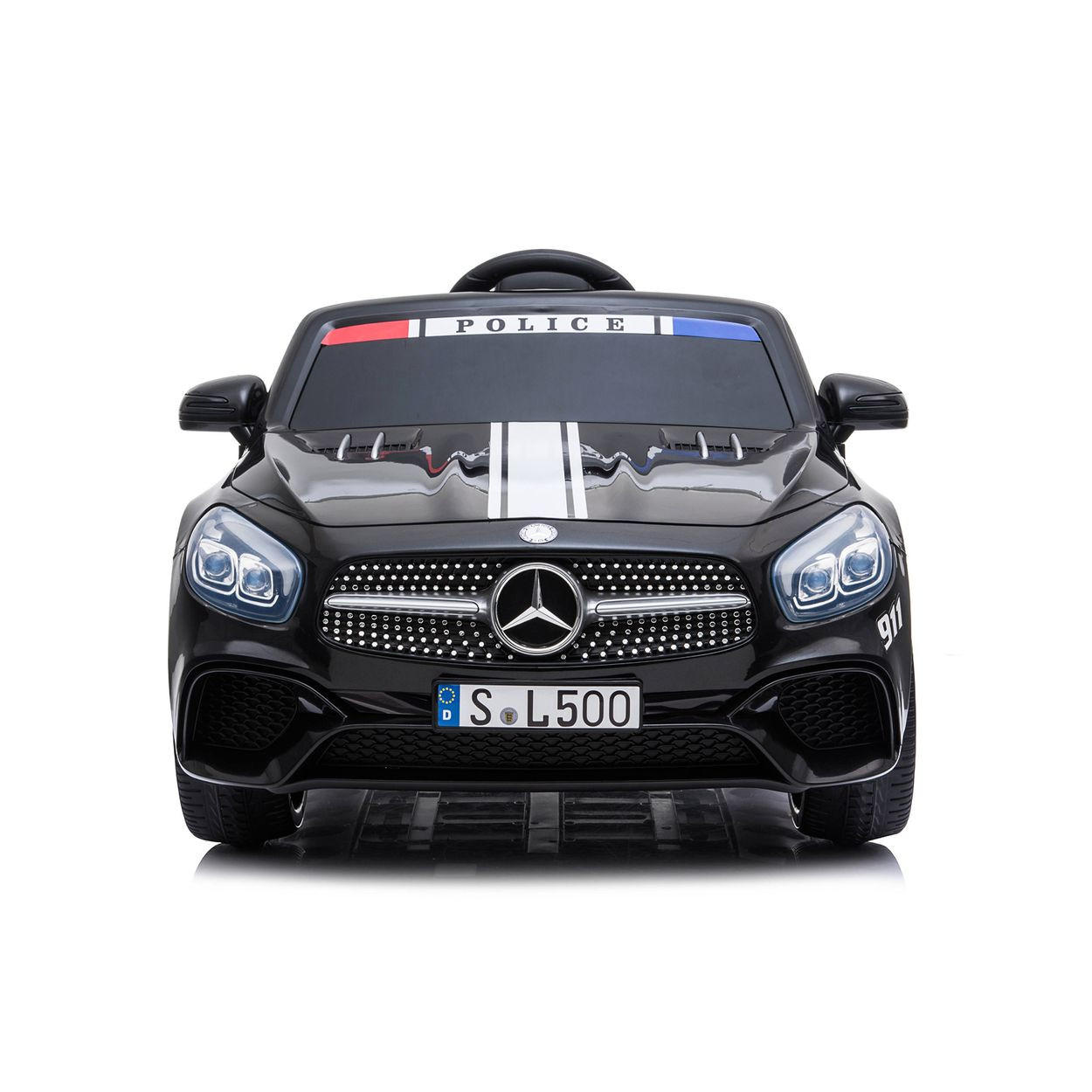 ELEKTROAUTO Polizei Mercedes schwarz SL500 LED Bluetooth Fernbedienung - Schwarz, Kunststoff (122/69/52cm) - Chipolino