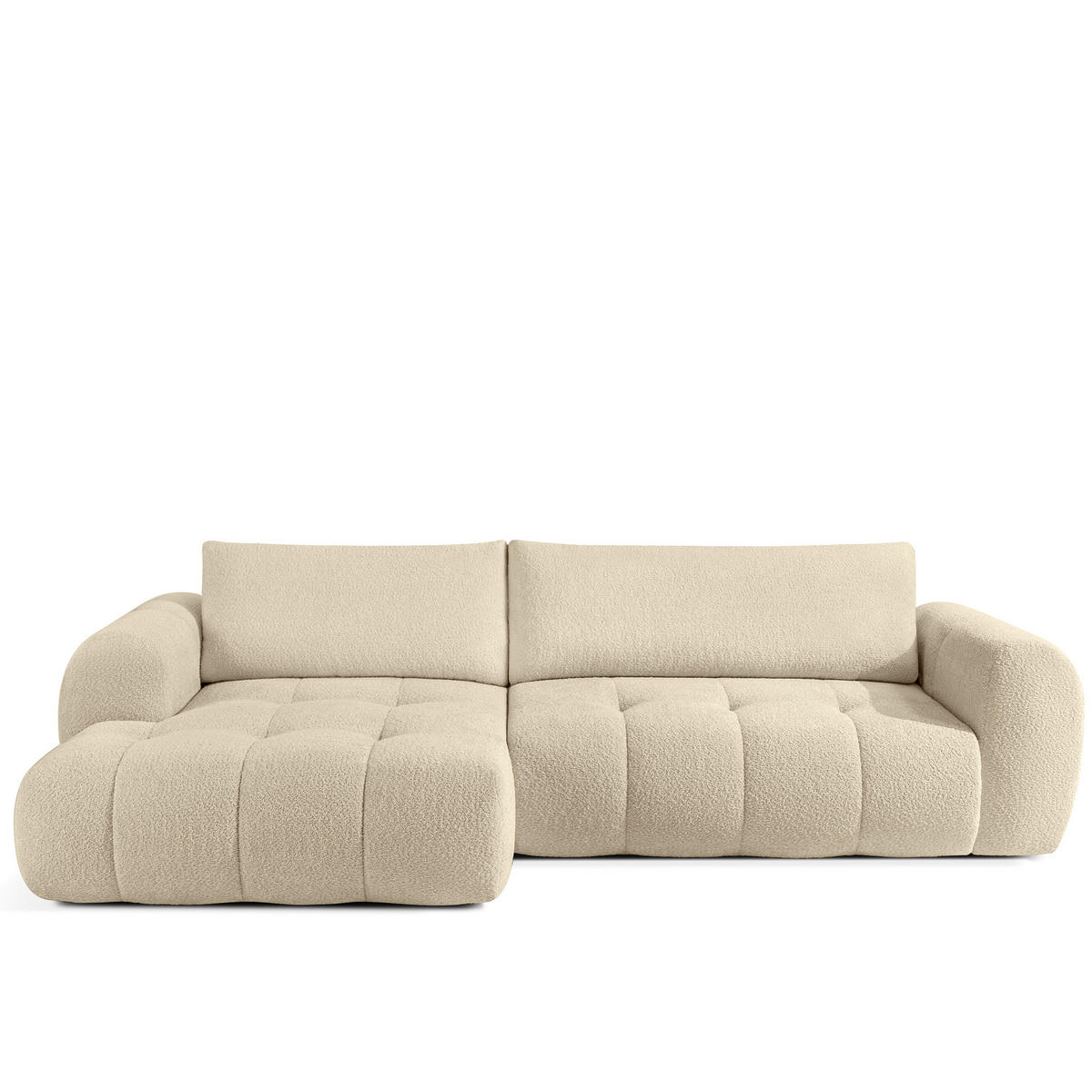 ECKSOFA LINKS LIRA, Hellbeige, Bouclé - Beige, Holz/Holzwerkstoff (295/112cm) - KONSIMO®