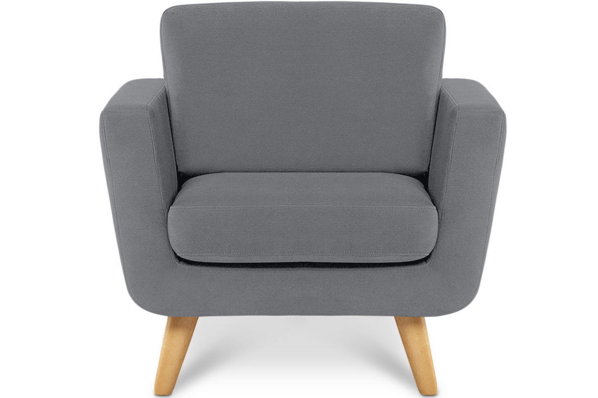 SESSEL TAGIO Massivholz-Beine, grau - Braun/Grau, Buchenholz/Textil (86/80/88cm) - KONSIMO®