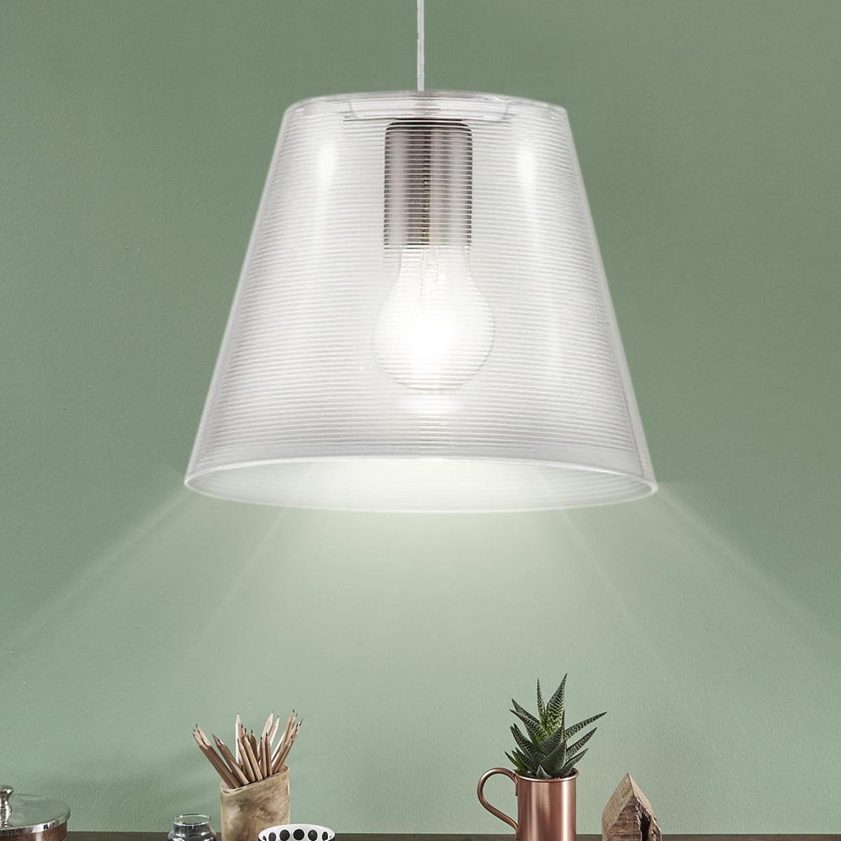 HÄNGELEUCHTE ELINOR Weiß Transparent - Weiß, Kunststoff (23.5/23.5/110cm)