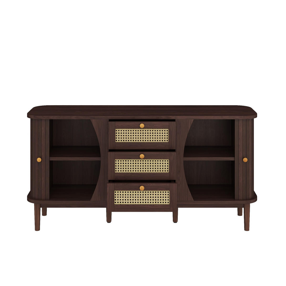 SIDEBOARD 140,5/40/76 cm Natur aus Spanplatte mit Rattanfronten - Naturfarben, Holzwerkstoff (140.5/73/40cm) - OKWISH