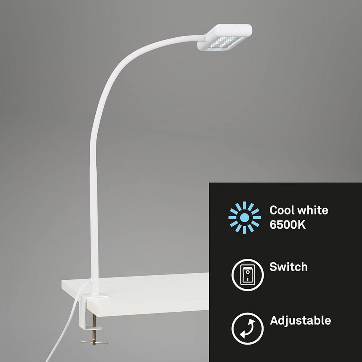LED KLEMMLEUCHTE Weiß Flexibel verstellbar - Weiß, Metall (2.5/23/80.5cm) - Briloner