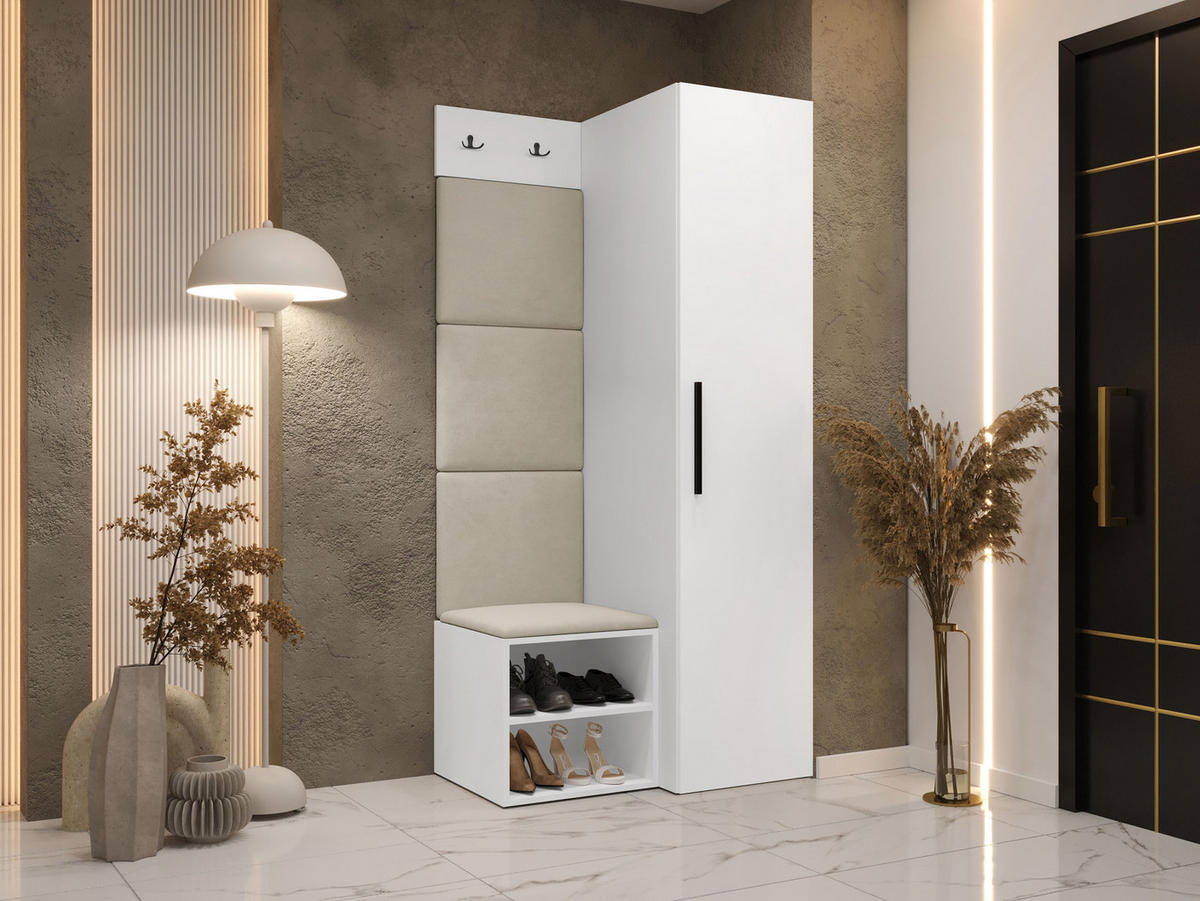 GARDEROBEN-SET Medi III - Beige/Schwarz, Holzwerkstoff/Kunststoff (40/191/50cm) - MIRJAN24