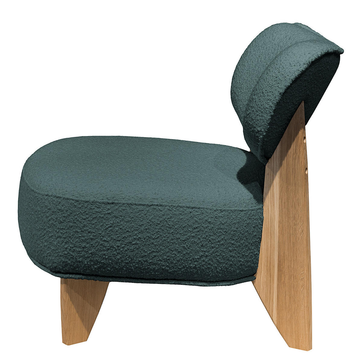 SESSEL - Bouclé - Blau/Eichefarben, Eichenholz/Holz (70/72/79cm) - home24